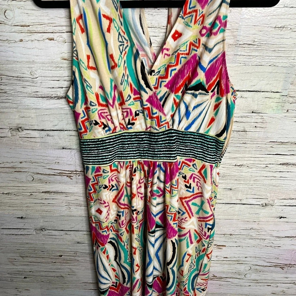 15. Dex Aztec blue tan dress  size medium - Picture 4 of 8